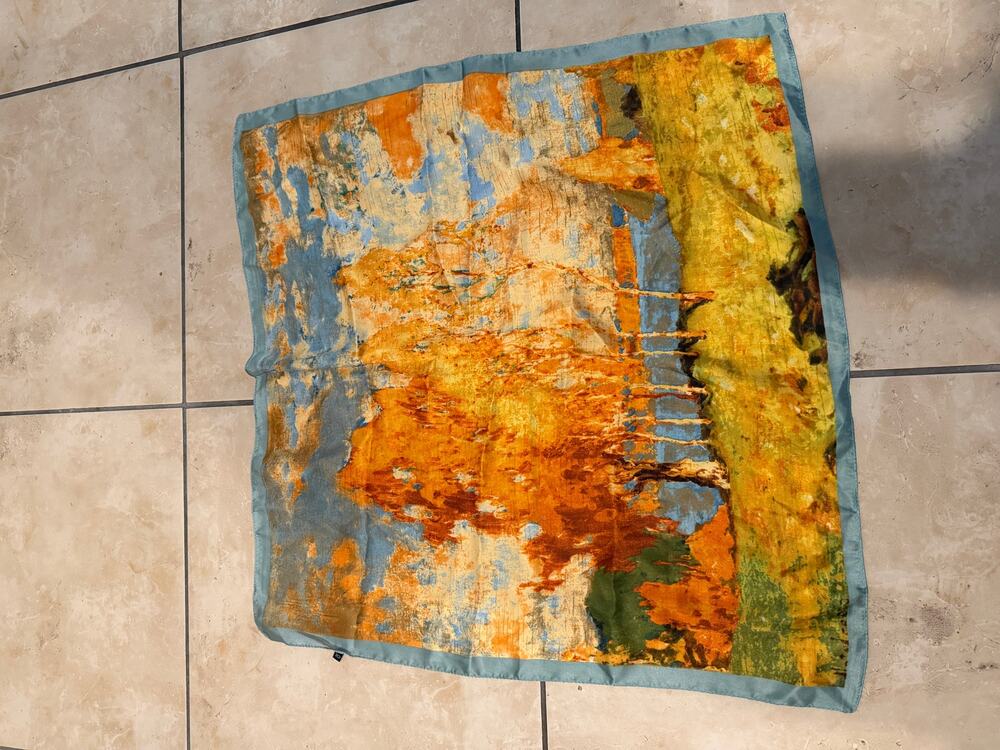 Silk Feel Abstract Square Head Scarf